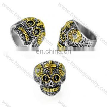 2017 Newest Hallowmas jewelry mens skull ring cross 316 stainless steel