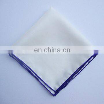 100% silk Pocket Square Hand Rolled Hem with Solid White Color