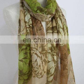 100% spun polyester voile JDYVP-013# Printing scarf 100% voile polyester shawl wholesaler