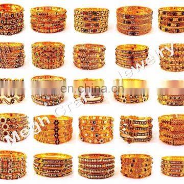 Indian traditional one gram gold plated bangle - South indian kundan polki bangle - Wholesale fashion wear meenakari bangles