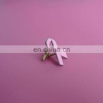 Pink ribbon design cufflink for breast cancer awareness