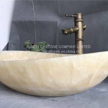 Chna Honey Onyx Bathroom Wash Oval Basin Luxury Onyx Vessle Sink