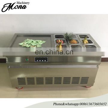 Factory Supply Roll Commercial Double Flat Pan Fried Ice Cream Machine