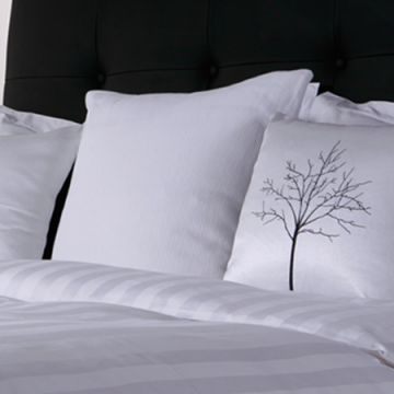 Custom Embroidery Stripe White Single King 100% Cotton Bed Sheet Hotel Bedding Set