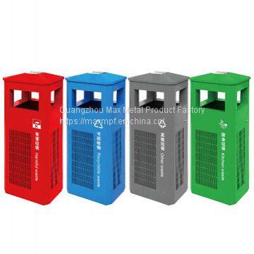 MAX-HK327 Iron Rubbish Metal Trash Bin Outdoor Commercial Trash Bins with Ashtray