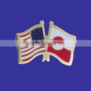 Custom design high quality cloisonne hard enamel filled USA Greenland World Flag Lapel Pin