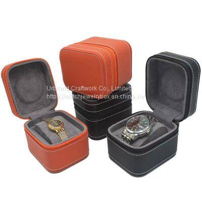 Black mechanical watch box Storage box leather portable zipper storage bag