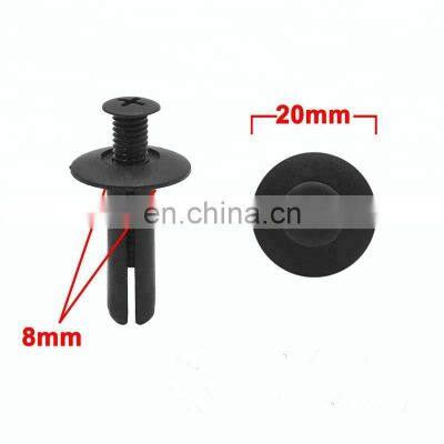 100pcs 8mm Plastic Black Car Rivets Fastener Fender Bumper Push Pin Clips