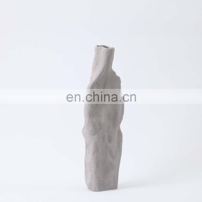 2021 Modern Nordic Minimalism Column Designed Matte Ceramic Porcelain Grey Flower Vase