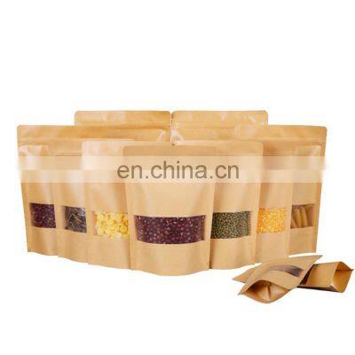 Sale Of Stand Up Pouch Dried Kraft Paper Packaging Bag With Window Kraft Paper Pouch For Food