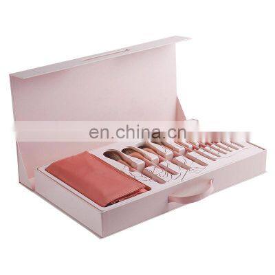 Magnetic Flat Top 10pcs Pink Eye Brush Kit Gift Box Makeup Brush Set Packaging With Bag for Cosmetic Brush photo-2
