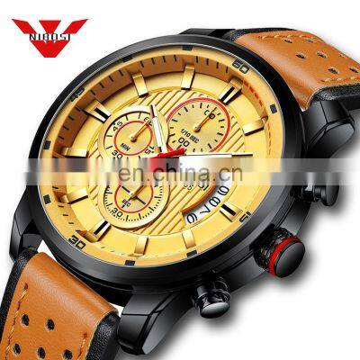 Free shipping NIBOSI Sport Watches for Men Blue Top Brand Luxury Military Leather Wrist Watch Fashion Chronograph Wristwatch