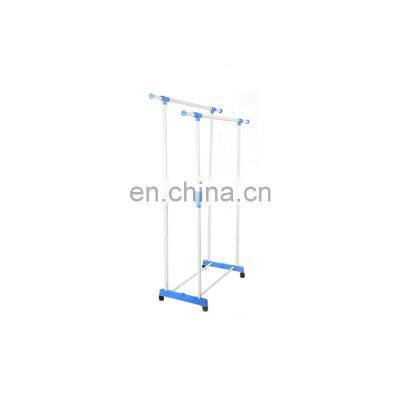 Belt wheel movable clothes rack hot double pole expansion bedroom mobile hanger