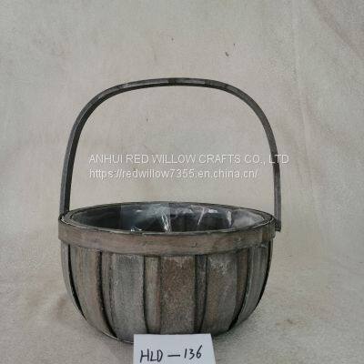 High Quality Wholesale Poplar wood chip storage basket with Handle