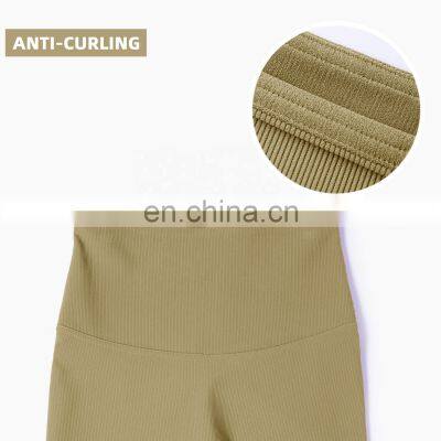 Women Ribbed Short Sleeve Slim Fit T-Shirt And Short Yoga Set Sport Fitness Suit photo-5