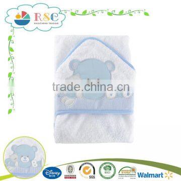 Customized 100% cotton cartoon applique baby hooded bath towel
