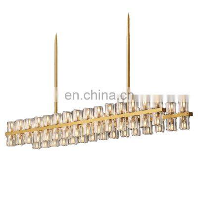 Kitchen Island Linear Arcachon Led Rectangular Modern Crystal Chandeliers Pendant Lights Luxury Lighting