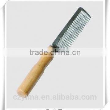 Aluminium horse mane&tail comb with wooden handle