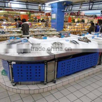 APEX custom make commercial restaurant curve end head stainless steel fruit display table ice case