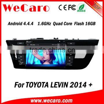 Wecaro Android 4.4.4 car dvd player touch screen for toyota levin multimedia system android A9 cpu 2014 2015