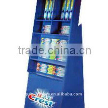 Custom Toothbrush Corrugated Cardboard Floor Dispay Rack, Spinner Cardboard Display With Hooks