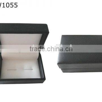 Trendy Wholesale Leather Covering Wooden Jewellry Cufflink Box W1055