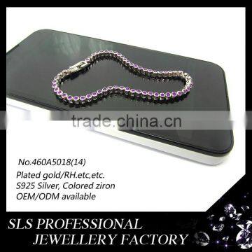 2015 Latest Design 925 Stering Silver Rhodium Plated Beautiful Ruby Stone Bracelet for Gilrs photo-2