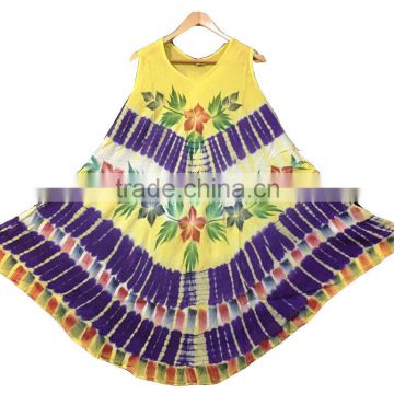 Multi Colour tie dye dress owl printed umbrella dress