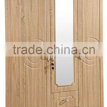 wardrobe 3 doors light beech color with middle half mirror