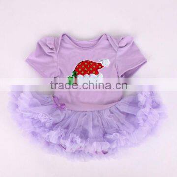 embroidered christmas santa hat baby girls violet romper set with fluffy tutus high quality toddlers one-piece romper kids wear                        
                                                                                Supplier's Choice