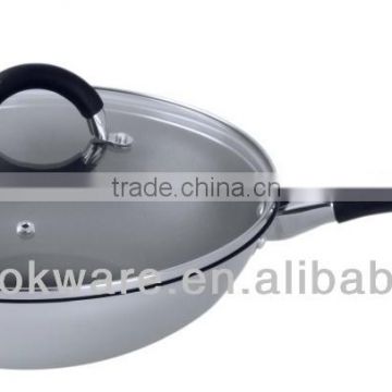 2014 New Products Tri Ply Chinese Wok 28cm With Non-stick Coating For Wholesale