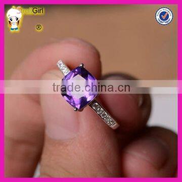 Top quality popular wholesale white gold latest wedding ring designs fashion natural 925 silver amethyst wedding ring