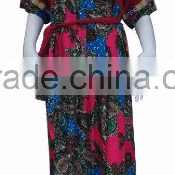 100%rayaon Muslim Abaya 2016 Traditional Print Maxi Dress Whit Decorate on Chest photo-3