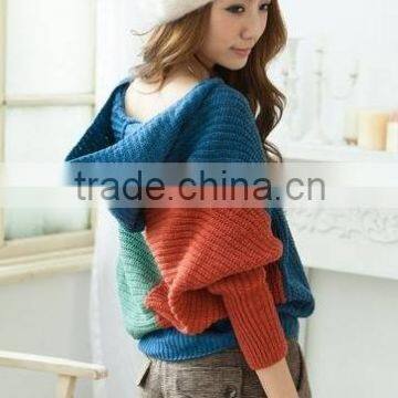 Hooded Sweater Hedging loose bat sleeve V-neck sweater