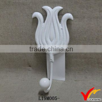 single flower white wall vintage metal clothes hanging hook