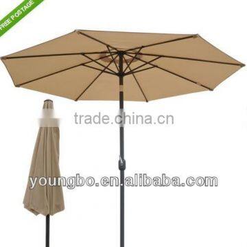 New Outdoor Large 6 Rib Market Umbrella Steel 2.7m Diam with Crank