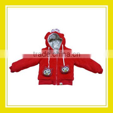 2016 Fashion Products Bros Strings with Baby Rinne Heads Girl Long Sleeve Red Zippered Ribbon Fluffy Hoodie