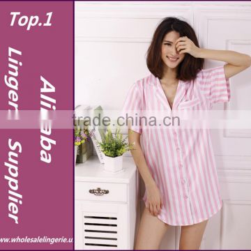 Ladies Sleepshirt Summer Sexy Satin Silk Sleep Shirt Women Nightshirts Pink Nighties Sleepwear