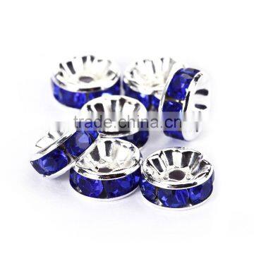 Silver Plated Sapphire Color #206 Rhinestone Jewelry Rondelle Spacer Beads Variation Color and Size 4mm/6mm/8mm/10mm photo-3
