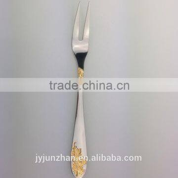 Stainless Steel Meat Fork with gold plated handle and nice design