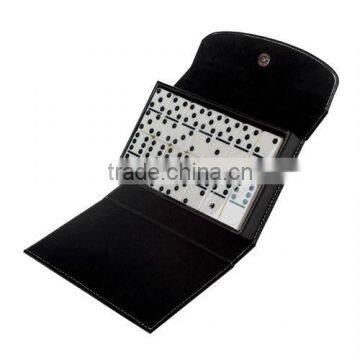 Exquisite Leather Domino Chess of Black Gift Box