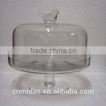 Hand Blown High Transparency glass cake stand with cover