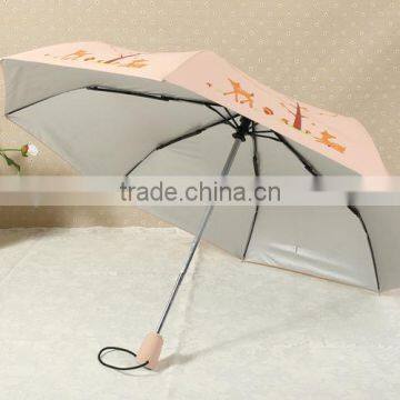 3 Folding Cheap UV Black Metal Frame Check Silver Umbrella photo-3