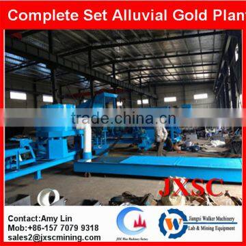 40T/H gold trommel scrubber mobile alluvial gold mining plant