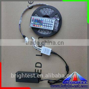 RGB 3528 SMD LED Strip Light+Remote Control 24key+power Supply 5M/Reel 300leds 5M in Retail Kit Packaging photo-4