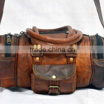 Vintage Gymnastic Duffel Bag Real Leather Messenger Shoulder Cross Body Bag Travel Luggage Bag