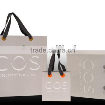 light purple COS brand collection of style luxury paper shopping bag with ribbon handle for cosmetic product