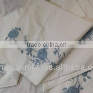 Ivory cotton hand embroidery flower design bedding set