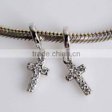 Sterling Silver Cross Charms For European Charm Bracelets