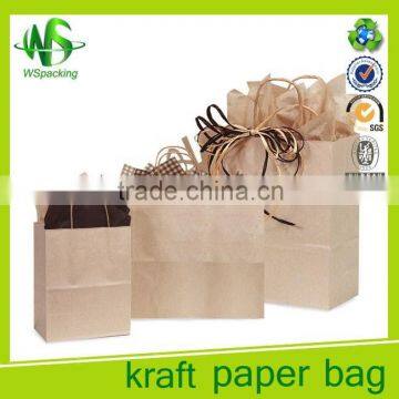 Plain cheap brown paper bags with handles kraft paper bag